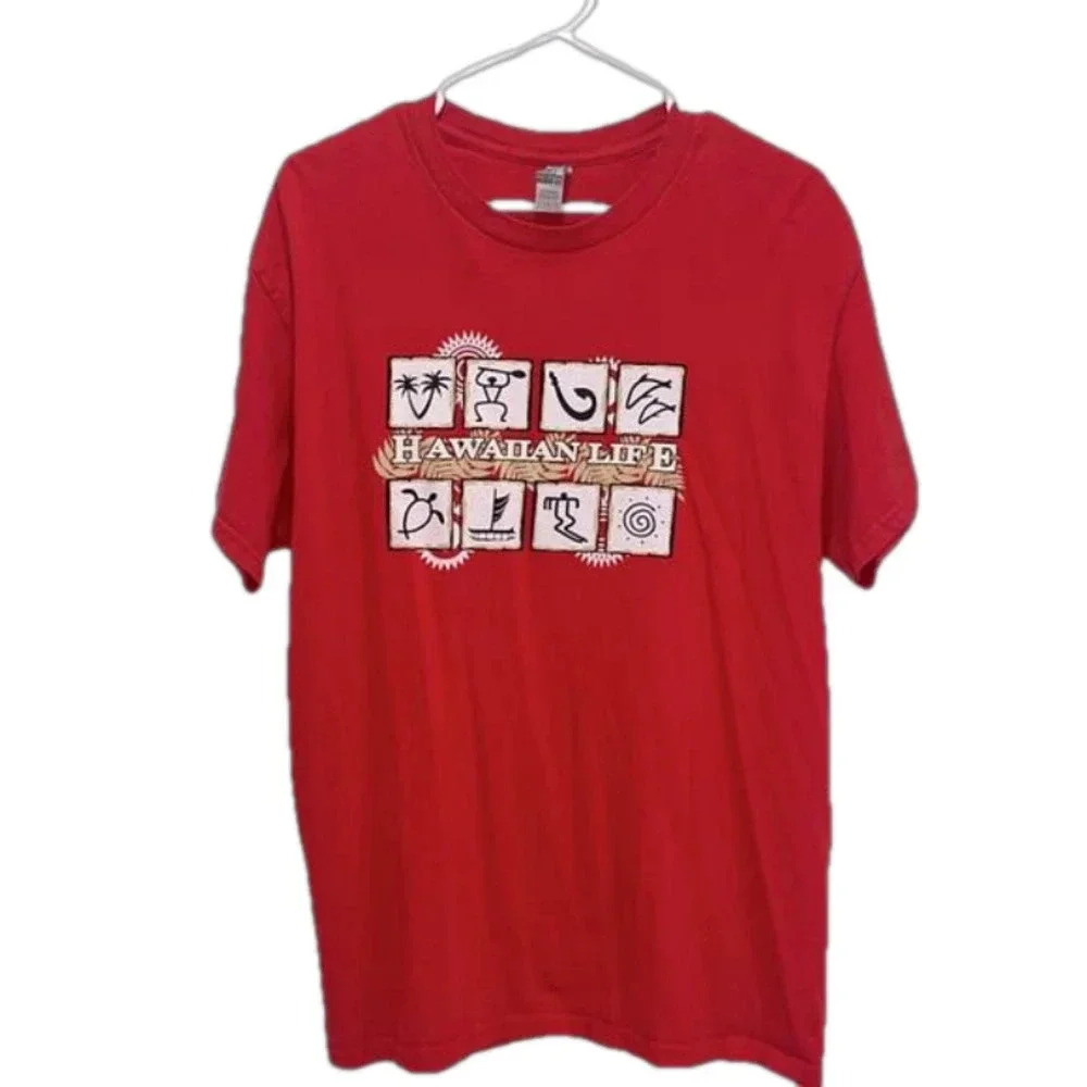 Hawaiian life tshirt large red short sleeved tee purchased in Hawaii vacation